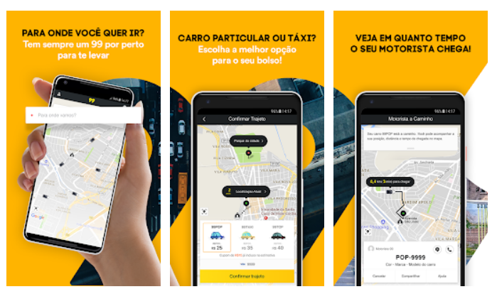 Diferenças entre aplicativos de transporte Easy Taxi, 99 POP, Uber e Cabify - aplicativos de transporte Artigos aplicativo 99