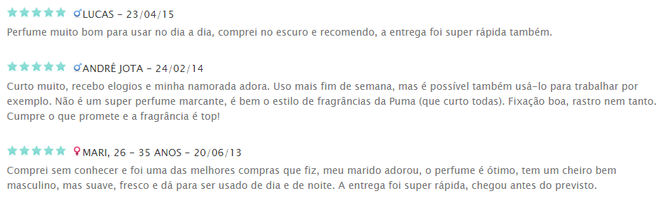 Exemplo de comentários de usuários sobre determinado perfume; Fonte: Reprodução/Sépha;