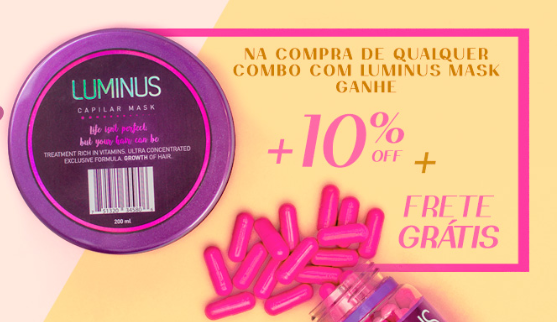 Cupom de 10% off em combos Luminus Mask - combos luminus mask desconto