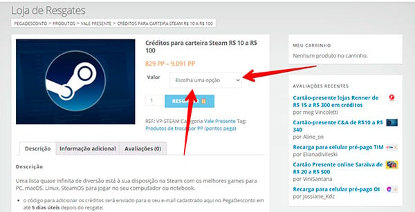 Como Resgatar um Cartão de Oferta de Steam 