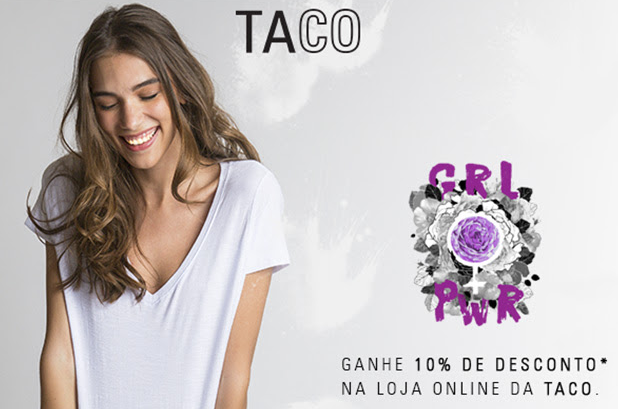 Cupom de 10% OFF comprando acima R$ 200 na TACO - cupom 10 taco dia mulher