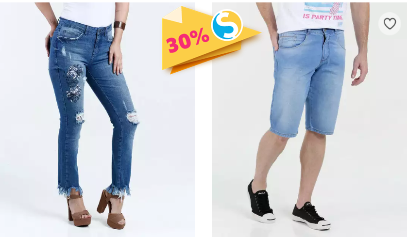 Jeans Feminino e Masculino com 30% OFF no site Marisa - cupom 30 jeans marisa