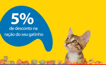 Desconto extra de 5% em ração de gatos no site Petz - cupom 5 petz
