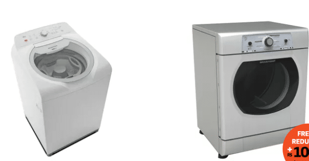 Secadoras e máquinas de lavar Brastemp com desconto de R$100 - cupom lavadoras brastemp