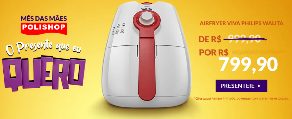 Fritadeira Airfryer Polishop com R$ 200 de desconto! - desconto airfryer polishop