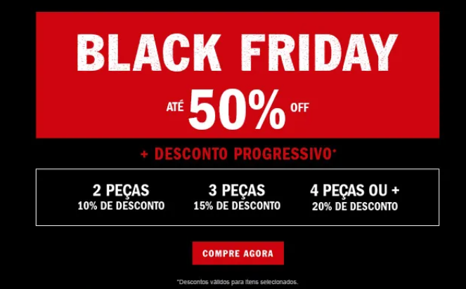 Desconto progressivo até 50% VANS + cupom 10% OFF - desconto black friday vans