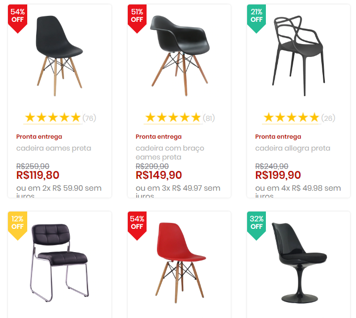 Desconto Ecadeiras até 70% OFF em cadeiras selecionadas - desconto ecadeiras natal