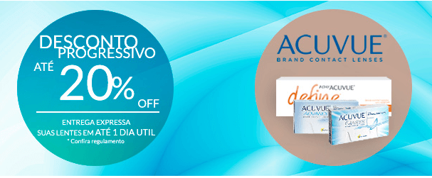 Lentes Acuvue com até 20% desconto no site e-Lens - desconto lentes acuvue elens