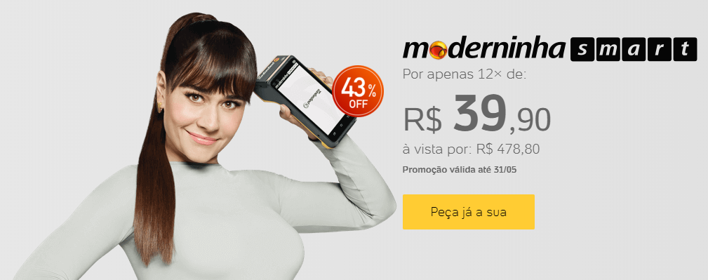 Desconto Moderninha Smart - até 43% no site PagSeguro - desconto pagseguro uol