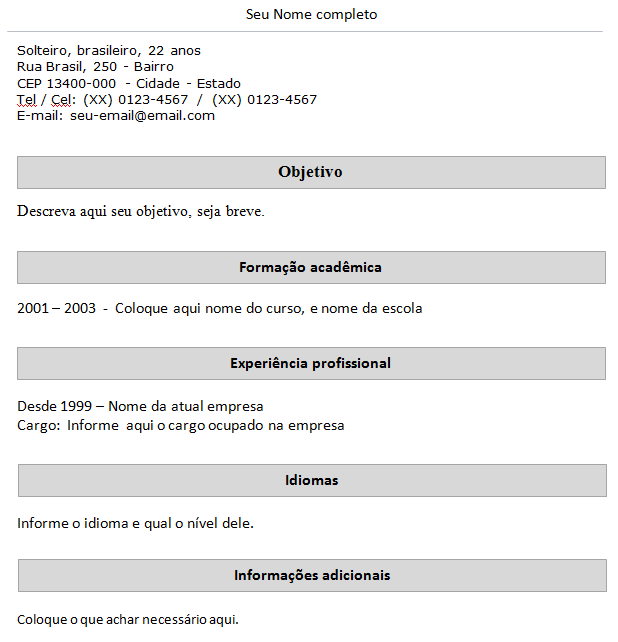 modelo curriculo