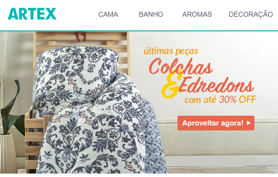 Artex - 30% OFF em Colchas e Edredons + cupom e frete grátis! - novo desconto artex online