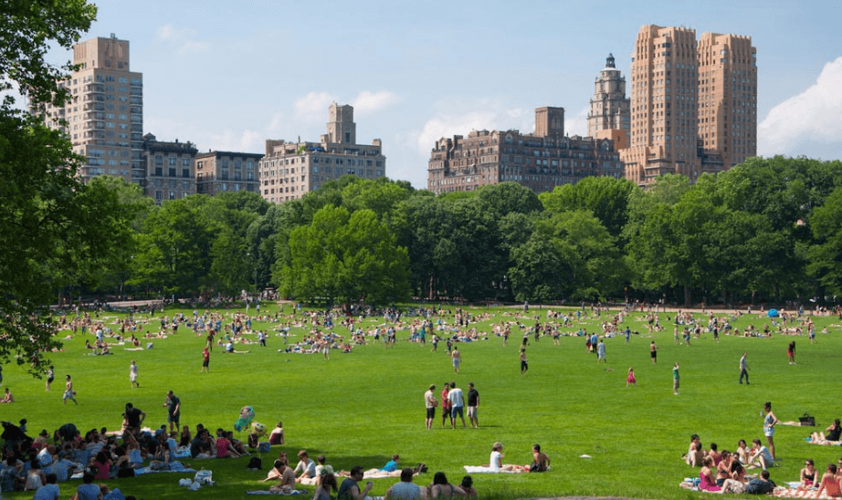 Pessoas descansando no Central Park, em Nova Iorque.