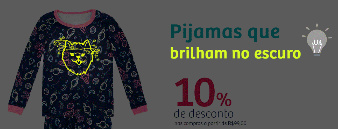 Cupom 10% OFF em Pijamas Infantis que brilham no escuro - pijama que brilha no escuro