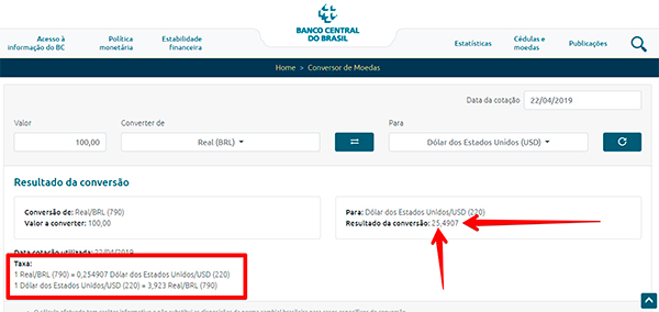 sites para fazer conversao de moeda central